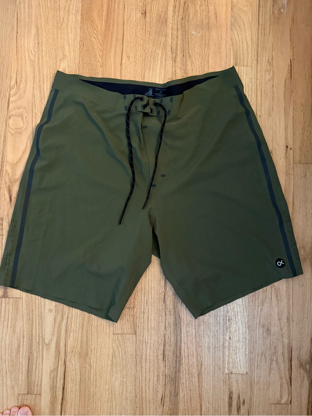 Outerknown Olive Board Shorts with Black Trim